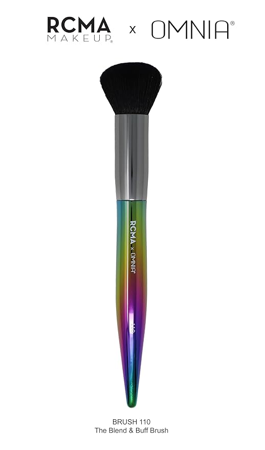 RCMA Makeup x Omnia Professional Makeup Brush 5pc Set, Premium Synthetic Fiber, Iridescent Acrylic Handle, Face Powders, Complexion and Foundation Blending Application Brush set.-GlimoraGlow