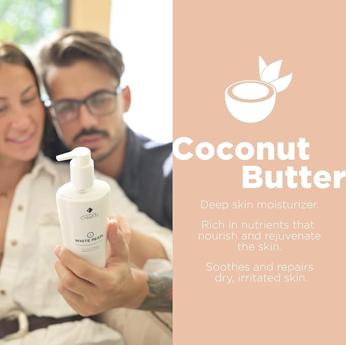 White Pearl Moisturizing Body Lotion with Coconut Butter and Hyaluronic Acid, 8.5 fl. oz.-GlimoraGlow