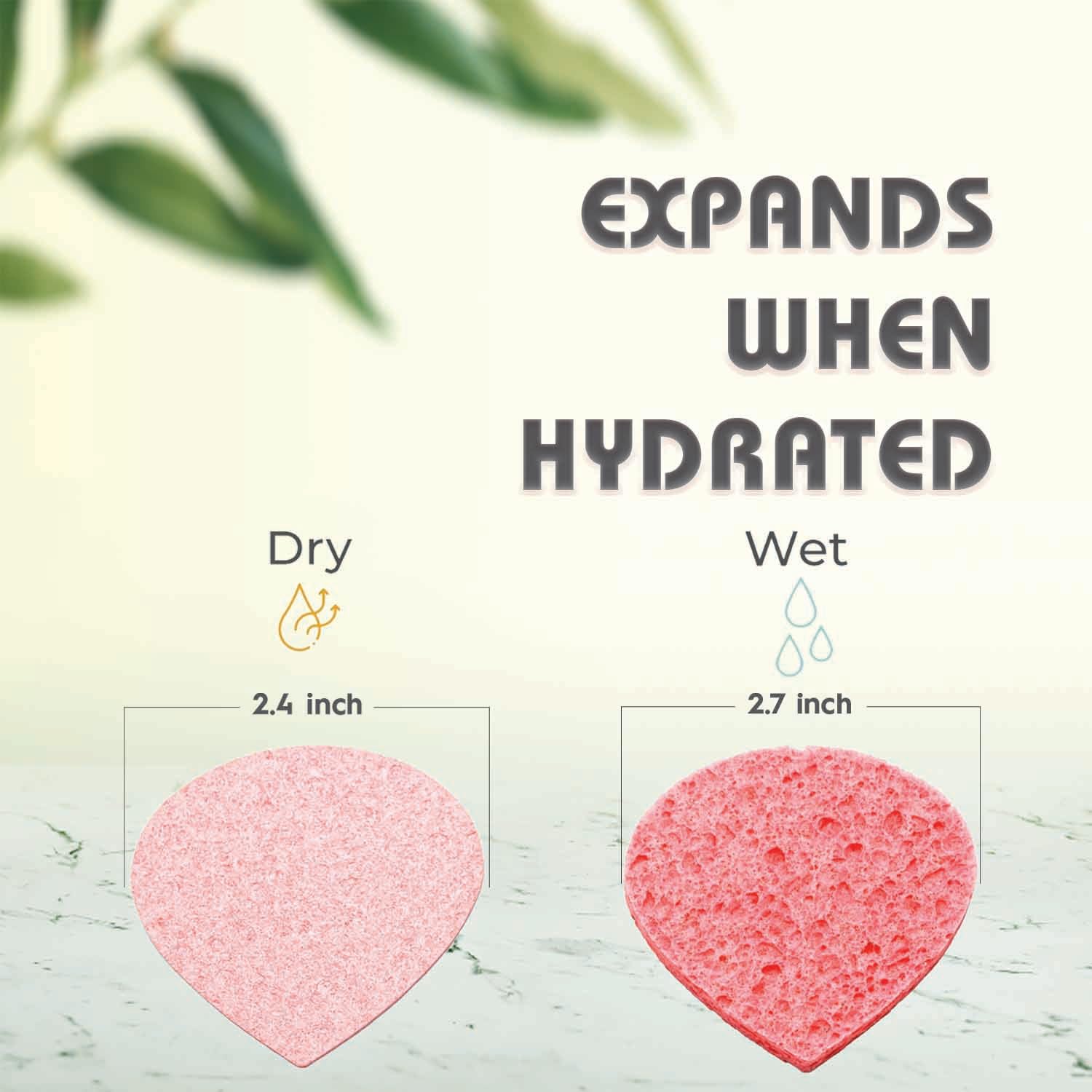 60-Count Compressed Facial Sponges | Makeup Remover Sponge | 100% Natural Cosmetic Spa Sponges for Facial Cleansing | Exfoliating Mask | Face Scrubber (Drop)-GlimoraGlow