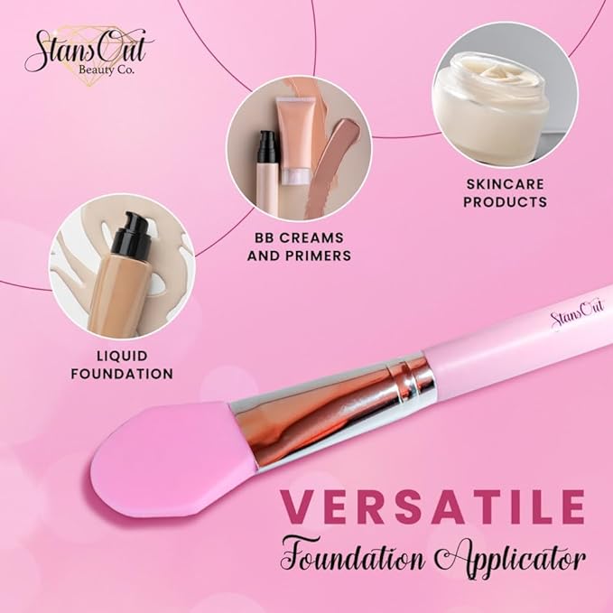 StansOut Foundation Applicator - Liquid Foundation Brush, for Cream or Powder - Easy to Clean - Travel-Friendly, Durable - Ideal for Professional Makeup Results - Pointed Shape, Smooth Silicone Edge-GlimoraGlow