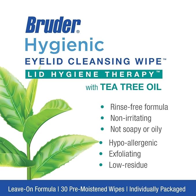Hygienic Eyelid Cleansing Wipes with Tea Tree Oil l Relief from Demodex l Pre-Moistened, Rinse-Free Exfoliating Wipes Remove Excess Oil and Debris from Eyelids & Lashes l 30 Count Box (2 Pack)-GlimoraGlow