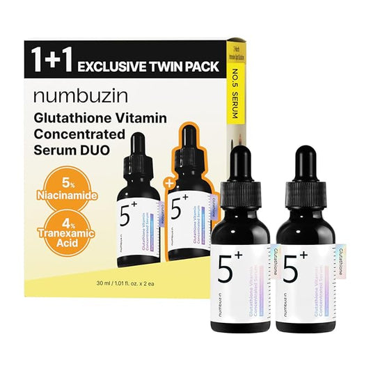 numbuzin No.5 Serum DUO | Tranexamic Acid 4%, Niacinamide 5%, Glutathione, Vitamin C | Vitamin Concentrated Serum | Hyperpigmentation| Suitable for Sensitive Skin | 2.02 fl. oz.-GlimoraGlow