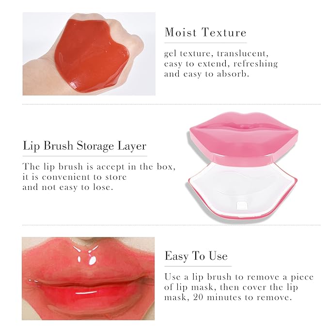 20Pcs Lip Mask,Pink Moisturizing Plumping Lip Masks Overnight,Pink Lip Mask Gel Treatment Lip Masks for Dry Lips Plump Lip Collagen Overnight Sleeping Lip Mask Pads Patches（Pink）-GlimoraGlow