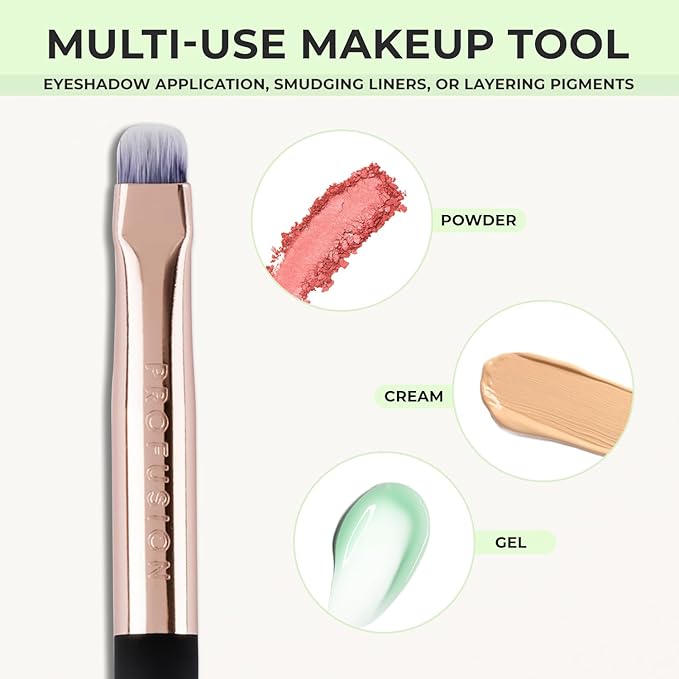 Profusion Cosmetics Flat Precise Eyeshadow Brush - Softens Dramatic Edges & Fine Lines, For Eyeshadow, Eyeliner-GlimoraGlow