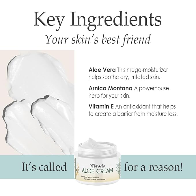 Deluvia Miracle Aloe Cream | Face & Body Moisturizer with Vitamin E & Organic Aloe Vera (2 Ounce (Pack of 1), Unscented)-GlimoraGlow