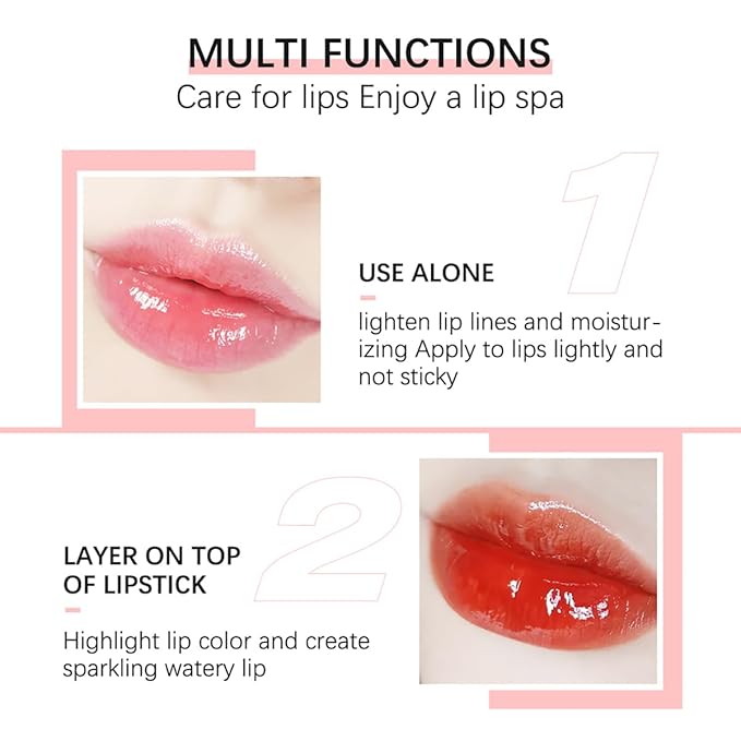 Hydrating Lip Glow Oil Moisturizing Plumping Lip Tint Lip Gloss Transparent Lip Balm Long Lasting Nourishing Repairing Lightening Lip Lines (001#+015#)-GlimoraGlow
