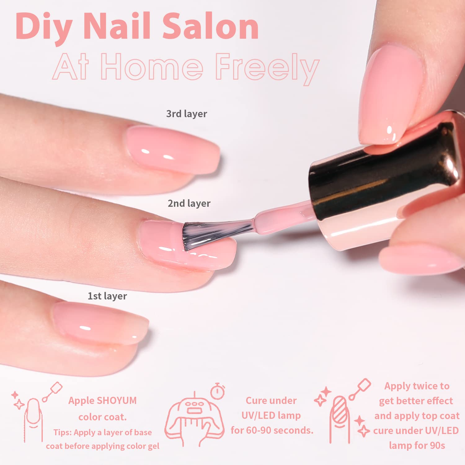 Jelly Shimmer Gel Nail Polish Set, 10 Colors Translucent Natural Milky White Pink Nail Polish Gel, UV/LED Soak Off Gel Nail Kit DIY Nail Art Salon Manicure Gifts for Women Girls.-GlimoraGlow