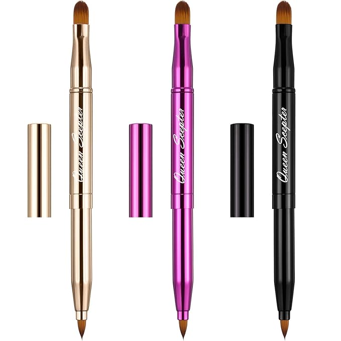Retractable Dual End Lip Brush Concealer Brush with Cap, Lipstick Eyeshadow Foundation Makeup Brushes Gold, Black, Purple-GlimoraGlow