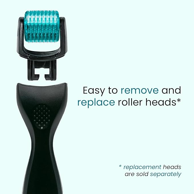 Gin Amber Beauty Derma Roller with Replaceable Head Design – 192 Real individual needles, Micro Needling Roller for Face, Beard, and Scalp Care, 0.25mm Face Roller-GlimoraGlow