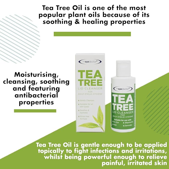 The Eye Doctor Tea Tree Lid Cleanser 100ml – Daily Eyelid Hygiene Remove Debris & Make-up Eyelid Eyelashes – For Sensitive Eyes – Contains Tea Tree Oil Argan Oil Coconut Oil & Micellar Water-GlimoraGlow