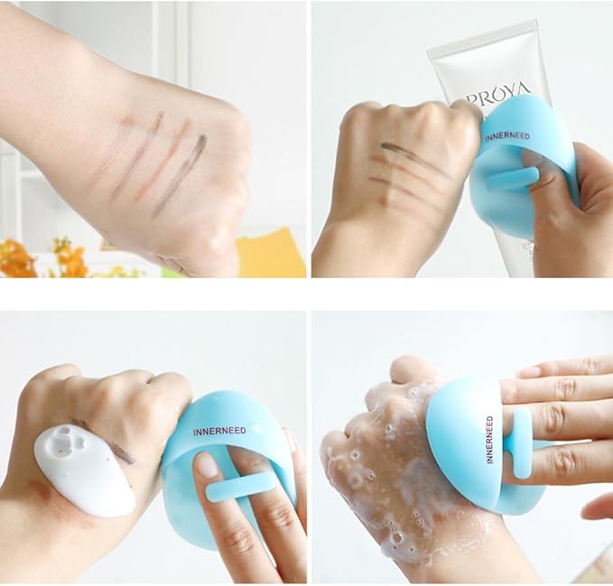 INNERNEED Soft Silicone Facial Cleansing Brush Manual Face Scrubber Exfoliating Massage Scrub Acne Blackheads Remove Handheld Pads for Sensitive, Delicate, Dry Skin (Pack of 2)-GlimoraGlow