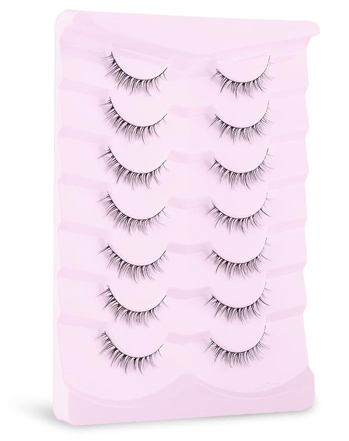 Onlyall Natural Lashes Short Eyelashes Wispy Lashes Natural Look Soft False Eyelashes False Eye Lashes Faux Mink Eyelashes 7 Pairs D2-GlimoraGlow