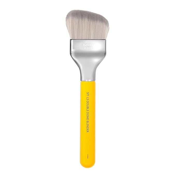 Bdellium Tools Professional Makeup Brush - Studio Series 971 Large Slanted Double Dome Blender - With Soft Synthetic Fibers, For Quick & Easy Application and Blending (Yellow, 1pc)-GlimoraGlow