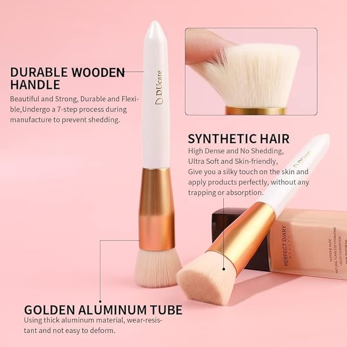 DUcare Flat Top Foundation Brush, Premium Contour Kabuki Brush, Professional Makeup Brush, Densely Packed Bristles, Multi-Purpose Face Buffing Blending Makeup Brushes for Liquid/Cream/Powder-GlimoraGlow