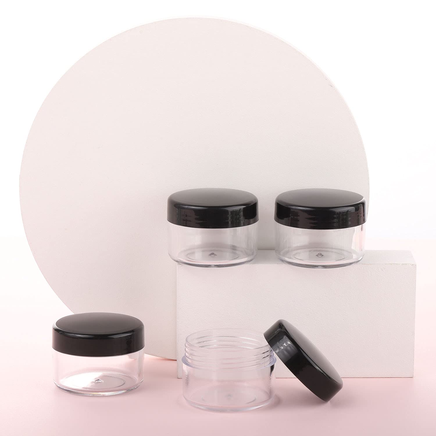 100 Count Small Sample Containers Makeup Jars 15 Gram Cosmetic Containers with Lids Black Traveling Jars Empty Bottles for Toiletries-GlimoraGlow