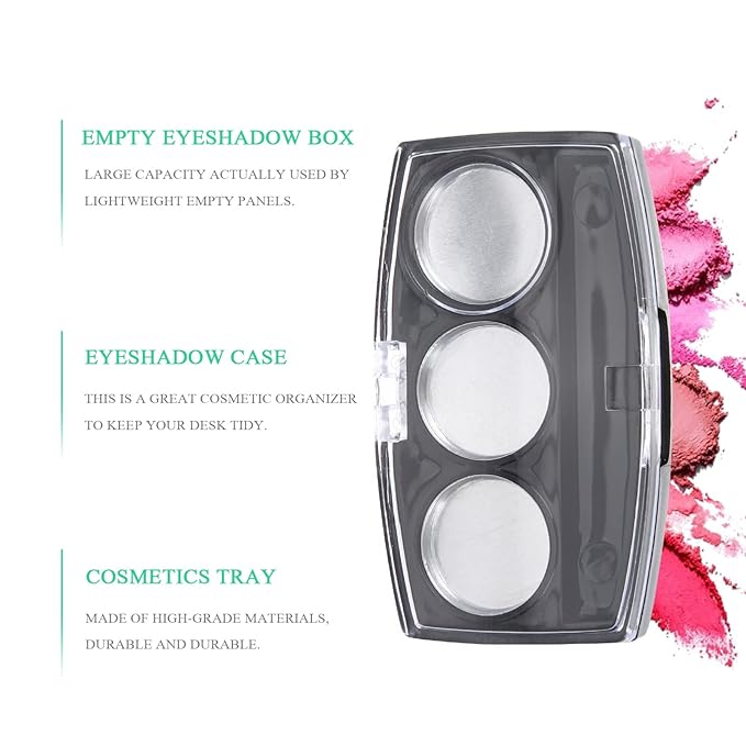 10Pcs Empty Magnetic Eyeshadow Palette Empty Eyeshadow Pans Containers Eyeshadow Palettes 3 Grids Makeup Pans Cosmetic Pans Eyeshadow Makeup Containers for Women Girls-GlimoraGlow