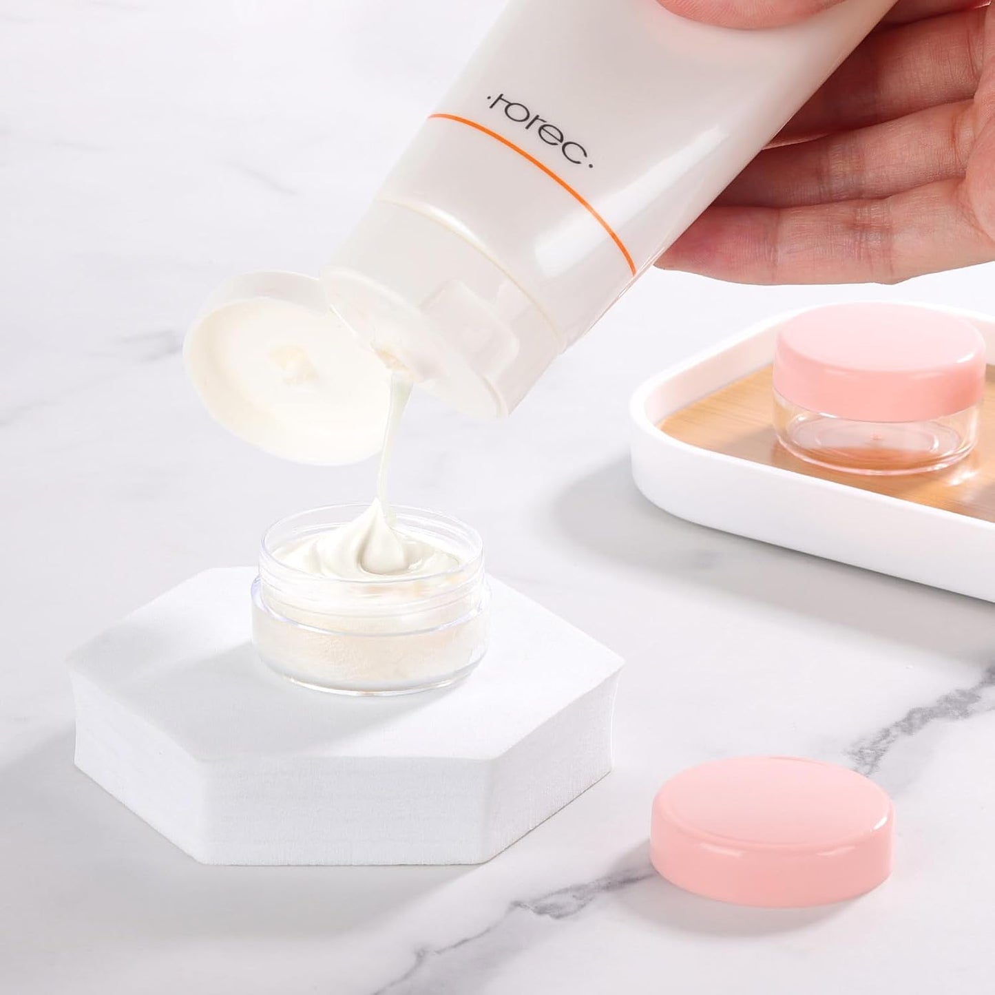 100 Count Sample Containers with Lids, 10 Gram Small Plastic Makeup Jars Lip Scrub Cosmetic Container - Pink-GlimoraGlow