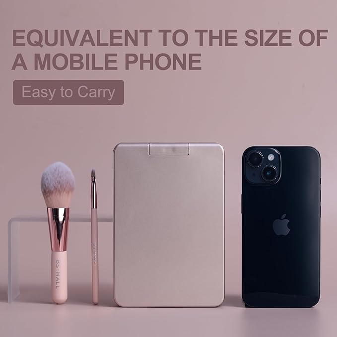 BS-MALL Makeup Brushes Foundation Powder Concealers Eye Shadows Makeup Set with LED light Mirror 14 Pcs Mini Makeup Brushes (APINK)-GlimoraGlow