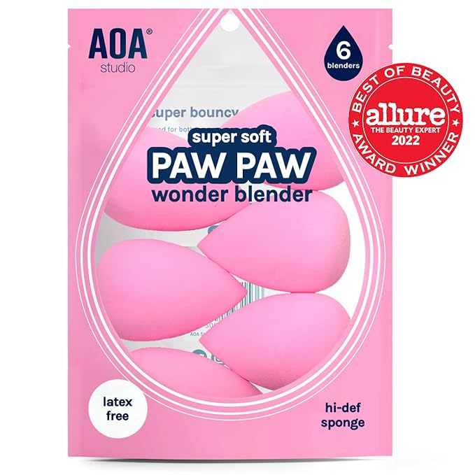 AOA Studio Collection makeup Sponge Set Latex Free and High-definition Set of 6 makeup Wonder blender For Powder Cream and Liquid, Super Soft Wonder Beauty Cosmetic-GlimoraGlow