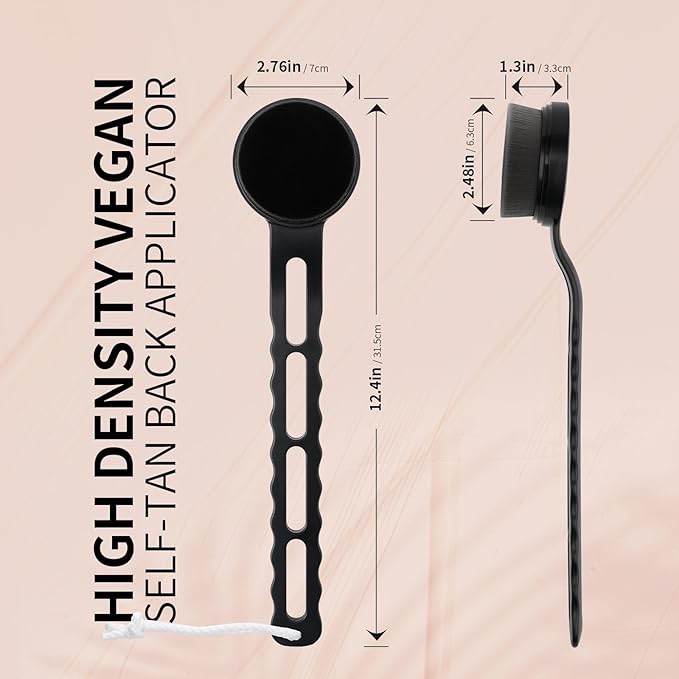 docolor Self Tanner Back Applicator, Plastic Long Handle Back Tanning Applicator Large Body Makeup Brush Vegan & Cruelty Free Self Tanner Brush For Self Tanner, Sunscreen, Bronzer, Foundation-GlimoraGlow