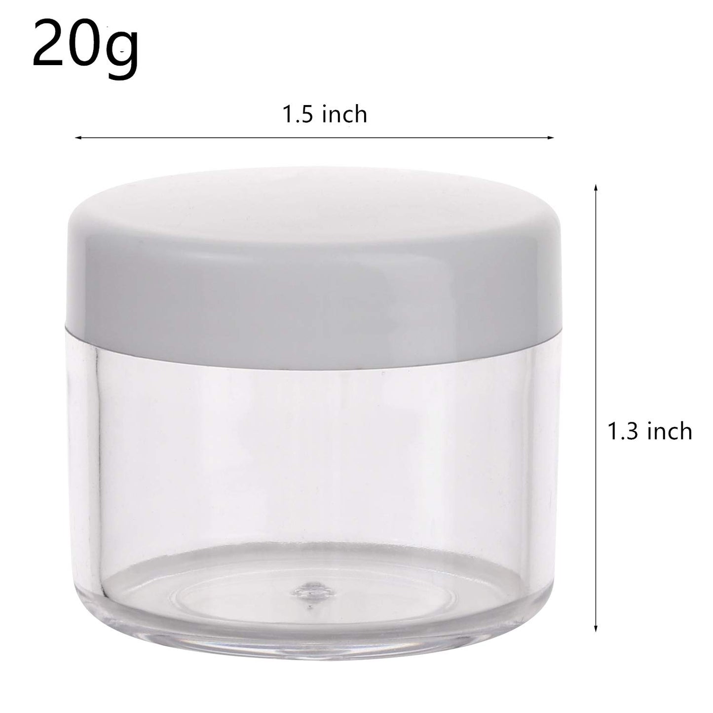 100 Count Sample Containers with lids 20g Plastic Cosmetic Jars Leak Proof Traveling Makeup Containers for Cream and Lotions - White-GlimoraGlow