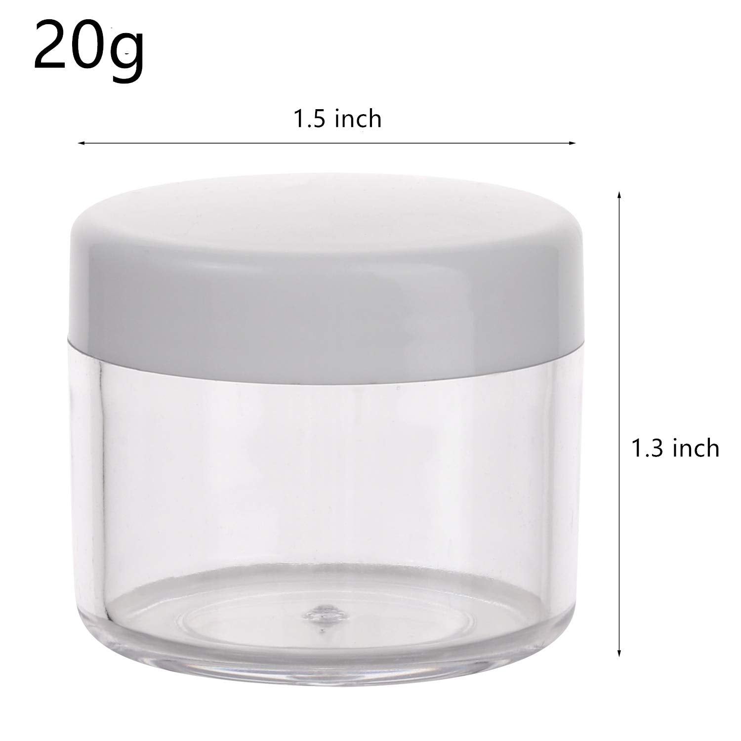 100 Count Sample Containers with lids 20g Plastic Cosmetic Jars Leak Proof Traveling Makeup Containers for Cream and Lotions - White-GlimoraGlow