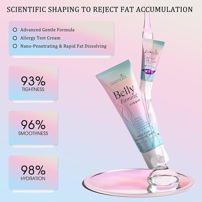 B Flat Belly Firming Cream - Moisturizing, Lifting, Firming for Stomach, Thighs and Butt, Body Lotion gift for Women and Men, 125 ML +5 ML-GlimoraGlow