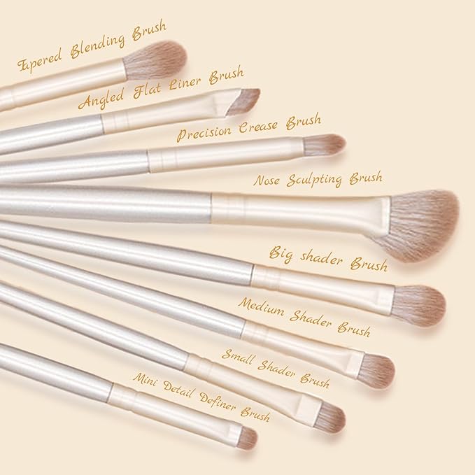 Eyeshadow Makeup Brushes Set with Case 8 PCS Soft Synthetic Hairs Eye Makeup Brushes for Blending Eyebrow Eyeliner Eyeshadow （Silver）-GlimoraGlow