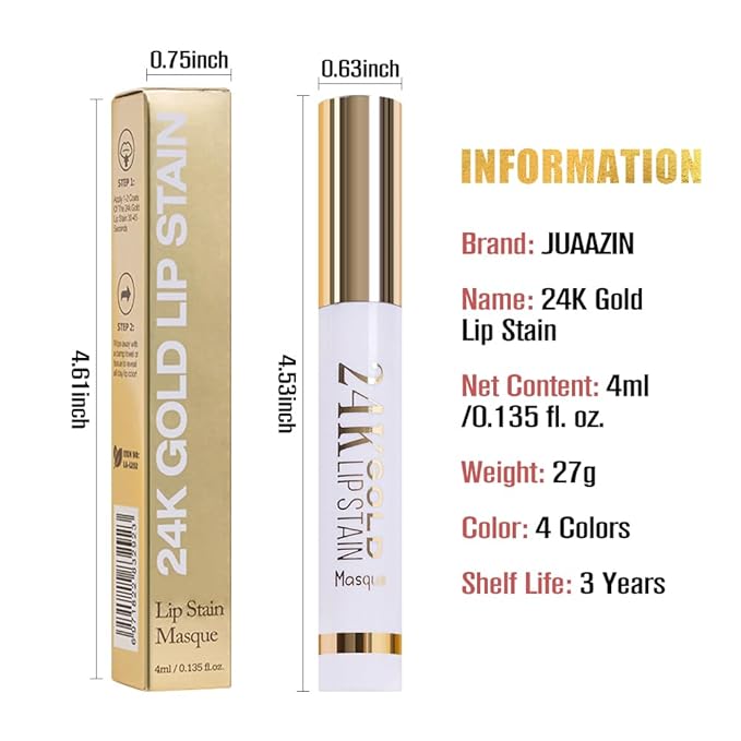 2025 New 24K Gold Liquid Lip Gloss Peel Off Lip Stain Tattoo with Tweezer, Brownish Red Lips Stain Peel Off Masque, Long Lasting Waterproof Lip Tint Stain,Transfer-proof for All Skin Types 02#-GlimoraGlow
