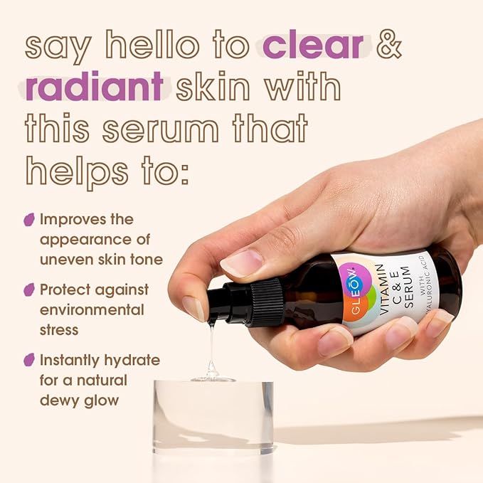 Vitamin C Face Serum, Hydrating Vitamin C Serum for Face with Hyaluronic Acid, Suitable For All Skin Types, Targets the Appearance of Dull Spots 2oz-GlimoraGlow
