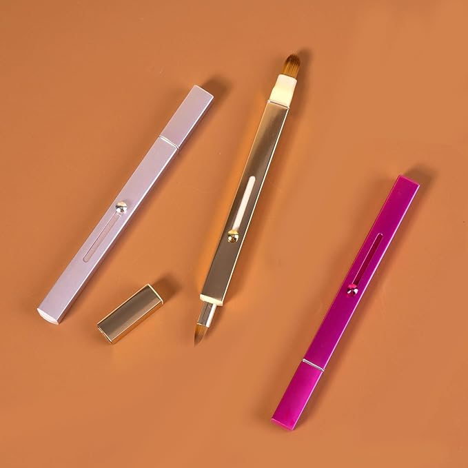 Lip Applicator Brush - 3 Pack Exquisite Professional Dustproof Retractable Lip Brush - Makeup Lipstick Lip Gloss Applicators (Pink Red Gold)-GlimoraGlow