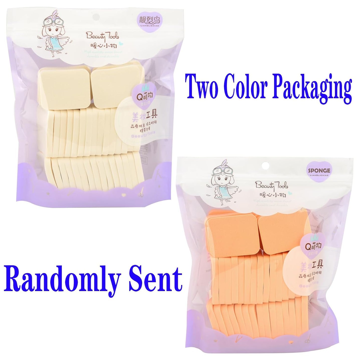 40 PCS Makeup Blenders Sponges Set, Use for Dry and Wet, Perfect for Full Face Curve Blending, Cream, Liquid, Powder Foundation Cosmetics, Latex Free & Soft & Flexible, Square-GlimoraGlow