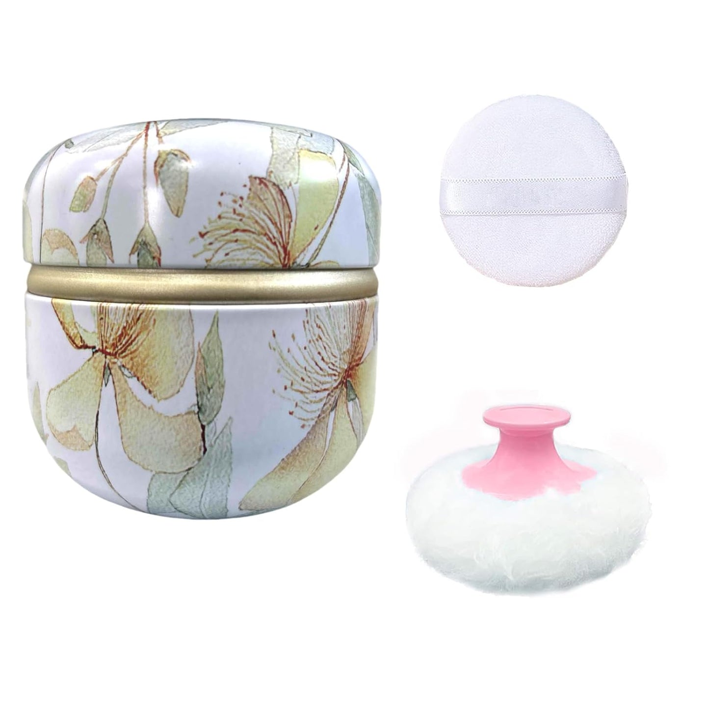 Body Powder Puff and Container for Dusting Powder, Women Powder Puff and Powder Case for Bath and Travel (Flower Song)-GlimoraGlow