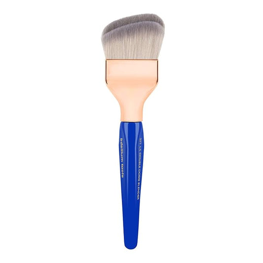 Bdellium Tools Professional Makeup Brush - Golden Triangle 971 Large Slanted Double Dome Blender - With All Vegan and Soft Synthetic Fibers, For Foundation Application & Blending (Blue, 1pc)-GlimoraGlow