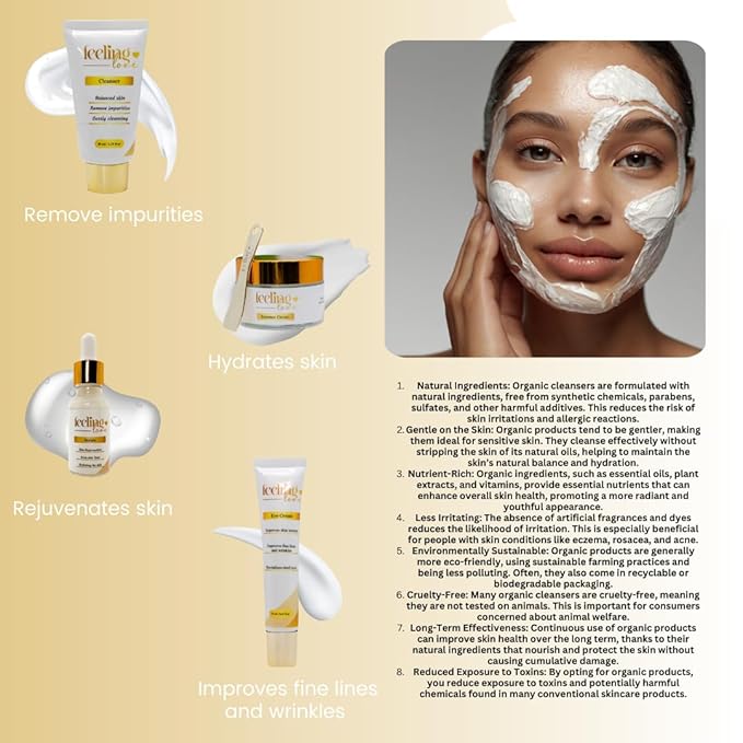 Introducing our exclusive Skincare Set: Cleanser, Serum, Essence Cream, and Eye Cream - Experience the Ultimate 4-Step Natural Beauty Routine for Achieving Radiant, Glowing Skin.-GlimoraGlow