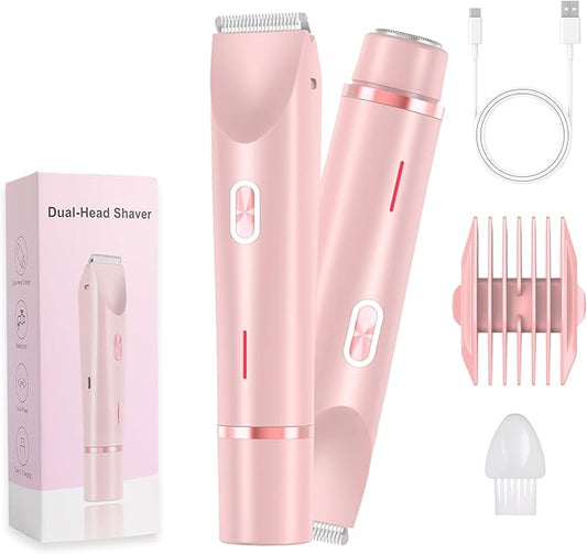 2025 New Electric Womens Shaver, 2-in-1 Women's Body Shaver, Bikini Electric Razor, Wet and Dry Use Body Trimmer for Home (Pink)-GlimoraGlow