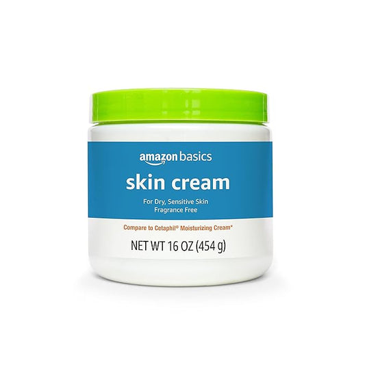 Amazon Basics Ultra Moisturizing Skin Cream for Dry & Sensitive Skin, Dermatologist Tested, Fragrance Free, 16 Ounce, 1 Pound (Pack of 1) (Previously Solimo)-GlimoraGlow