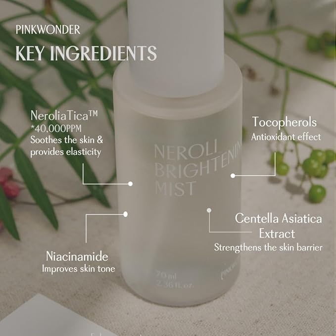 PINKWONDER Neroli Mist 2.36oz (70ml), Hydrating Facial Spray with Neroli & Jojoba Oil, Glowing and Radiant Skin, Antioxidant, Korean Skincare-GlimoraGlow