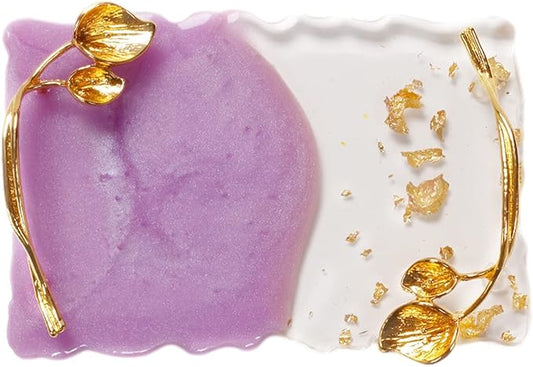 2023 Retro Nail Art Palette, Nail Painting Mixed Color Palette with Leaves Handle, Nail Holder Gel Color Makeup Display Board Pallet (Purple)-GlimoraGlow