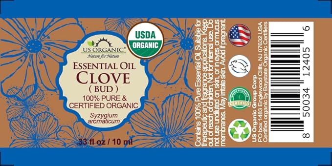 US Organic 100% Pure Clove Bud Essential Oil - USDA Certified Organic, Steam Distilled (10 ml)-GlimoraGlow