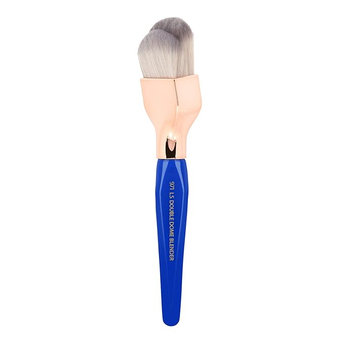 Bdellium Tools Professional Makeup Brush - Golden Triangle 971 Large Slanted Double Dome Blender - With All Vegan and Soft Synthetic Fibers, For Foundation Application & Blending (Blue, 1pc)-GlimoraGlow
