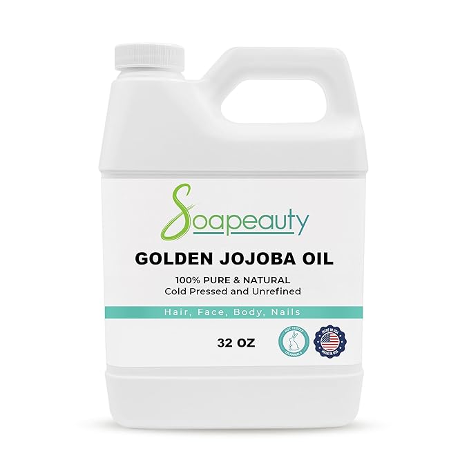 Soapeauty Golden Jojoba Oil | 100% Pure & Natural | Unrefined, Cold Pressed, Hexane Free | Moisturizing Oil for Skin, Face, Hair & Nails | 32 Fl Oz-GlimoraGlow
