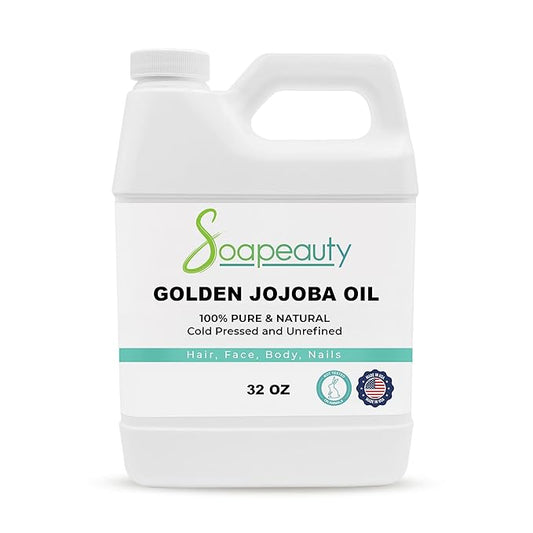 Soapeauty Golden Jojoba Oil | 100% Pure & Natural | Unrefined, Cold Pressed, Hexane Free | Moisturizing Oil for Skin, Face, Hair & Nails | 32 Fl Oz-GlimoraGlow