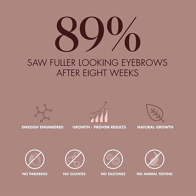 Eyebrow Growth Serum - Provides Full, Healthy And Well Defined Eyebrows - High Technology Formula - Vegan And Cruelty Free - Flexible Applicator Developed Specifically For Brows - 0.1 Oz-GlimoraGlow