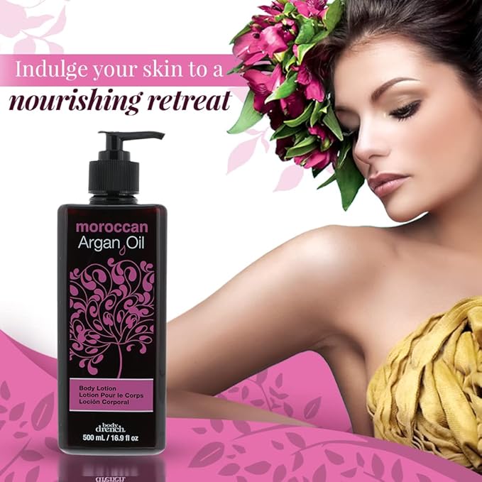 Body Drench Argan Oil Body Lotion – Hydrating & Moisturizing Lotion for Dry Skin with Moroccan Oil, Softens and Smooths Skin, 16.9 fl oz-GlimoraGlow