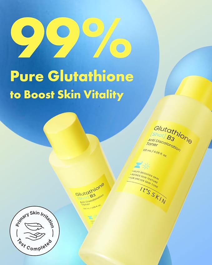 It'S SKIN Glutathione Shot B3 Toner 4.05 Fl Oz, 99% Pure Glutathione, Deep Hydration & Skin Texture Care, Fast-Absorbing for Daily Toner, Korean Skincare-GlimoraGlow