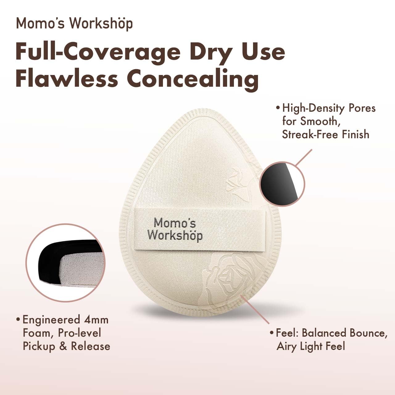 Satin White Egg Makeup Sponge,Firm Bounce Rubycell,Cushion Sponge with Wide PU Leather for Quick-Dry/Full Coverage Foundations, Cosmetic Puff,2pcs Beauty Puffs&Storage Case-GlimoraGlow