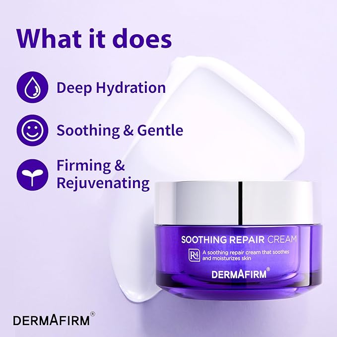 Dermafirm Soothing Repair Hydrating Face Cream R4 | Daily Face Moisturizer Facial Lotion with Eucalyptus, Peptide and Collagen | Gentle for All Skin Types No Animal Trials No Paraben 1.69 fl oz-GlimoraGlow