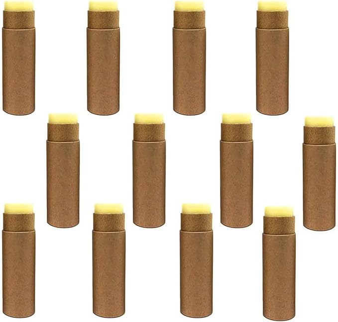 12 Pcs 0.3 Oz Paperboard Lip Balm Tubes 10ml Empty Cardboard Krafts Tubes Lipstick Tube Refillable Lip Gloss Container Solid Perfume Tubes Chapstick Container for DIY Cosmetic Samples Deodorant(Brown)-GlimoraGlow