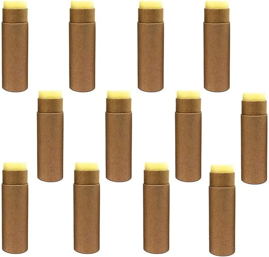 12 Pcs 0.3 Oz Paperboard Lip Balm Tubes 10ml Empty Cardboard Krafts Tubes Lipstick Tube Refillable Lip Gloss Container Solid Perfume Tubes Chapstick Container for DIY Cosmetic Samples Deodorant(Brown)-GlimoraGlow